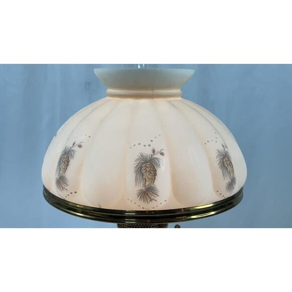 Aladdin Brass Table Lamp w/ Hand-Painted Milk Glass Shade – Model Works - Picture 4 of 12